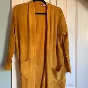 Mustard colored king cardigan. Good for winter
